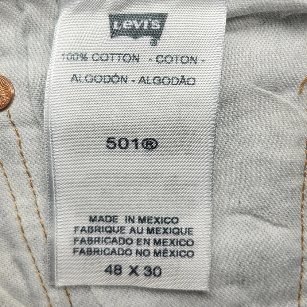 Levis 501 Dark Blue 100% Cotton Button Fly Denim Jeans 48 X 30 - Picture 8 of 9